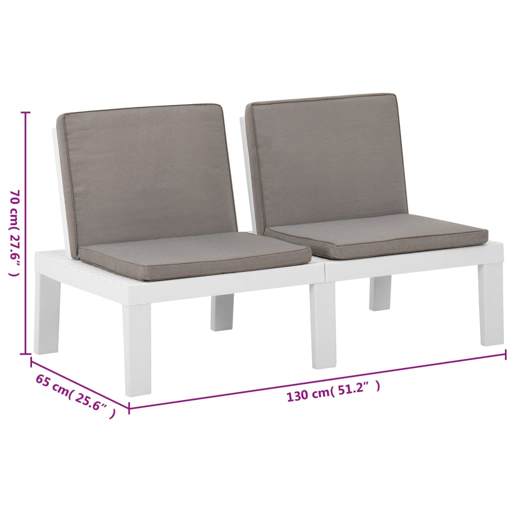 6-tlg. Garten-Lounge-Set mit Auflagen Kunststoff Weiß