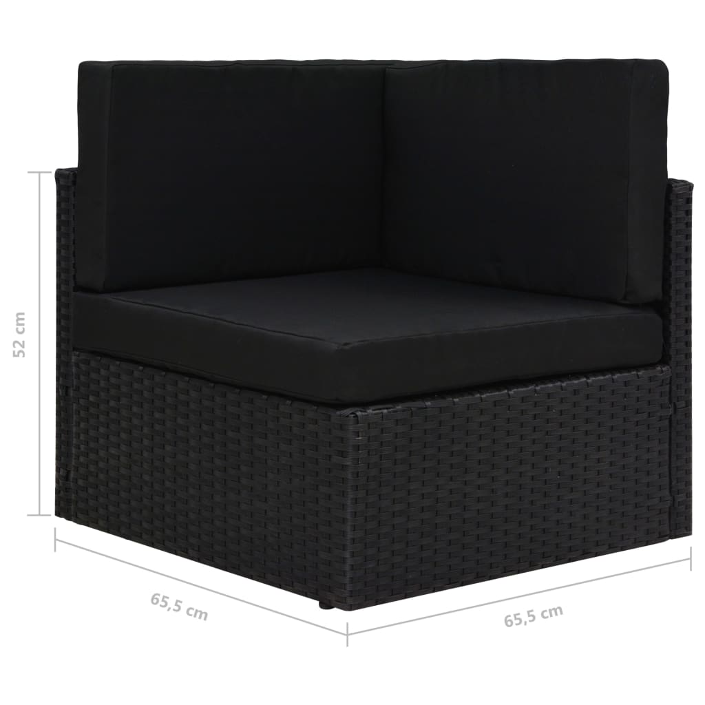 4-tlg. Garten-Lounge-Set mit Kissen Schwarz Poly Rattan