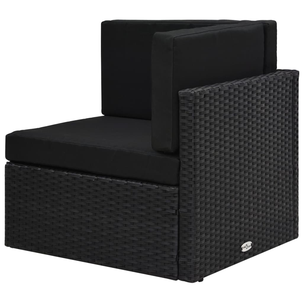 4-tlg. Garten-Lounge-Set mit Kissen Schwarz Poly Rattan