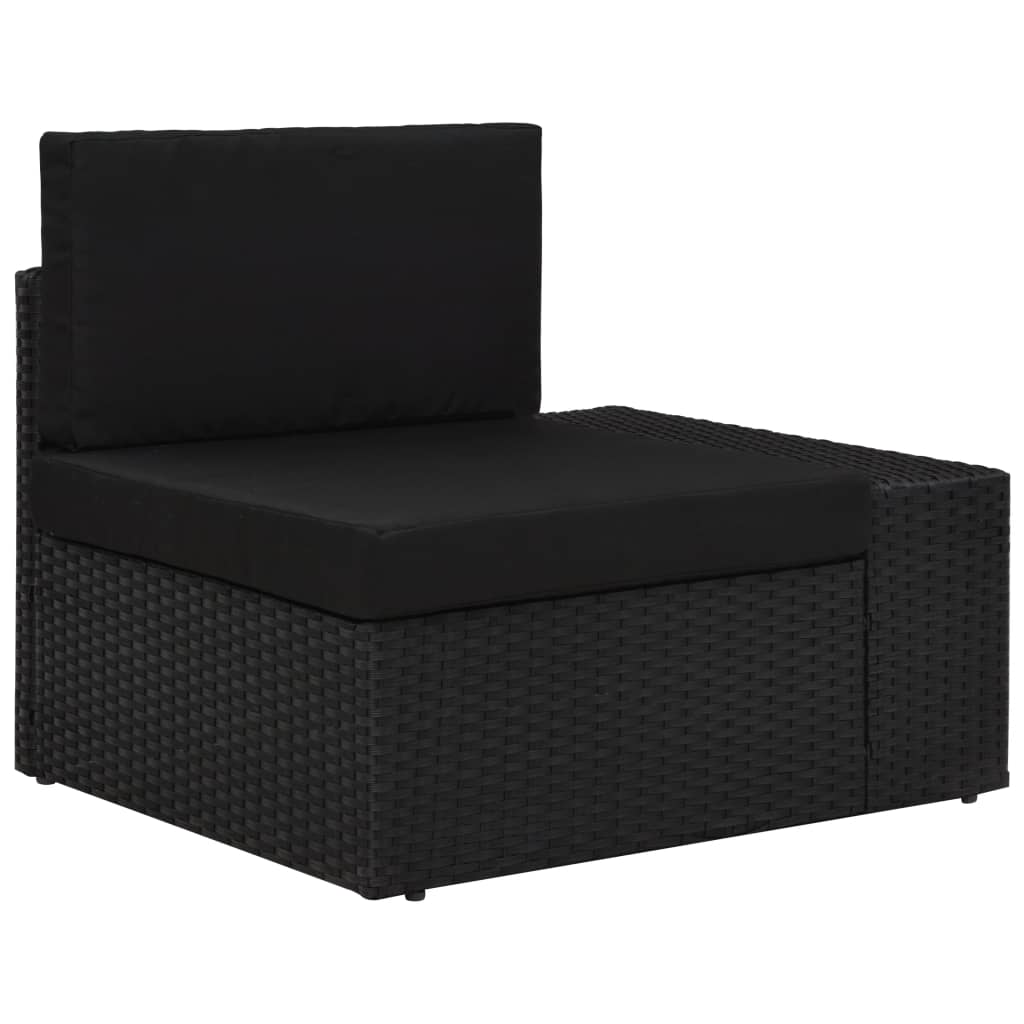 10-tlg. Garten-Lounge-Set mit Kissen Schwarz Poly Rattan