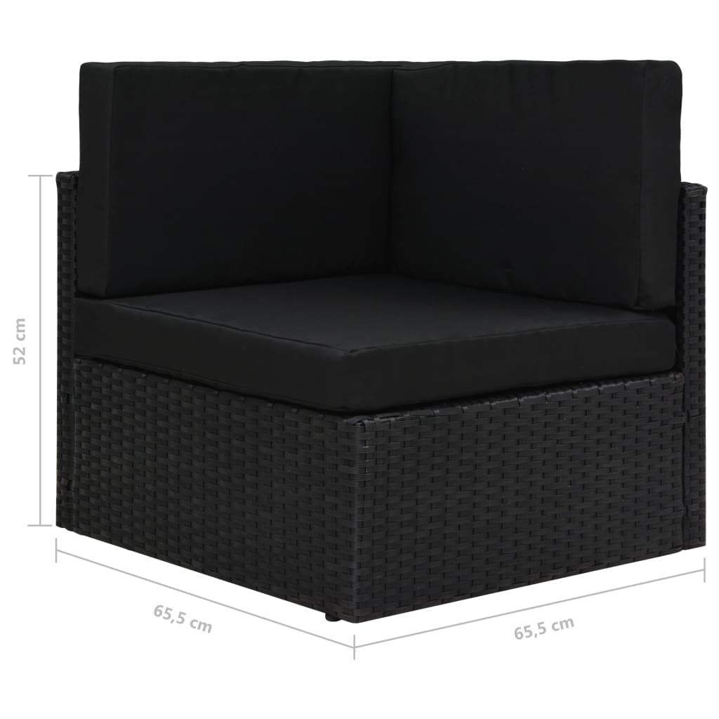 6-tlg. Garten-Lounge-Set mit Kissen Schwarz Poly Rattan