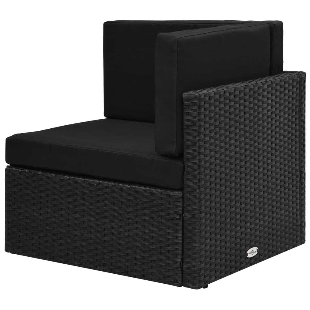 12-tlg. Garten-Lounge-Set mit Kissen Schwarz Poly Rattan