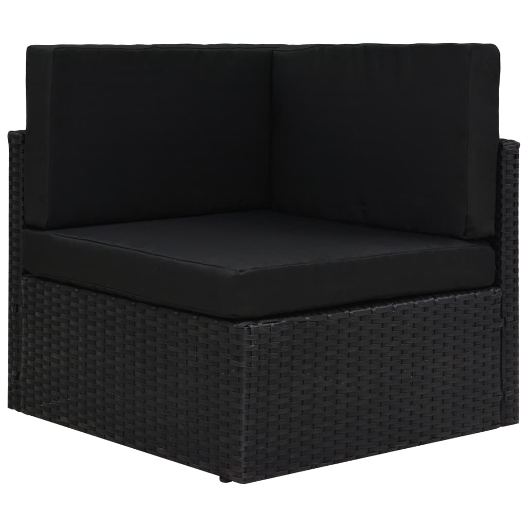 11-tlg. Garten-Lounge-Set mit Kissen Schwarz Poly Rattan