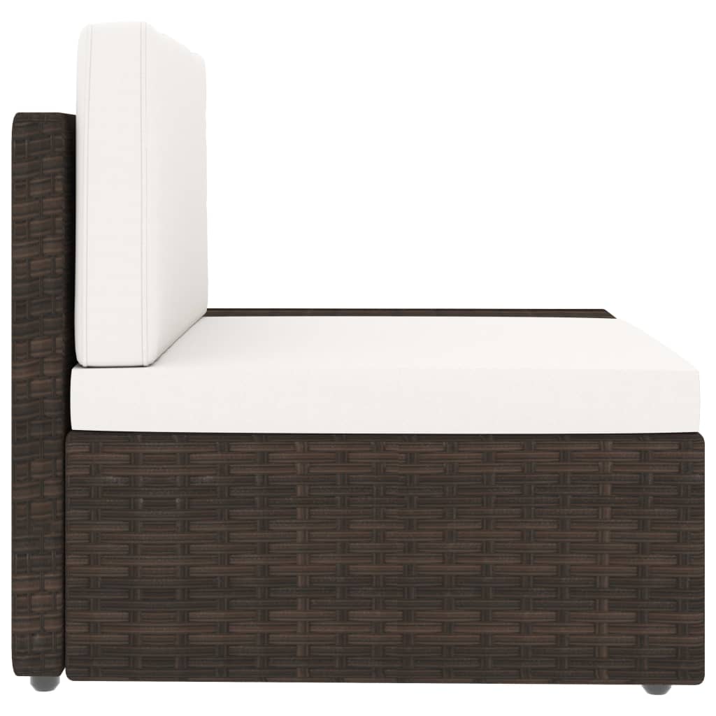 7-tlg. Garten-Lounge-Set mit Kissen Braun Poly Rattan