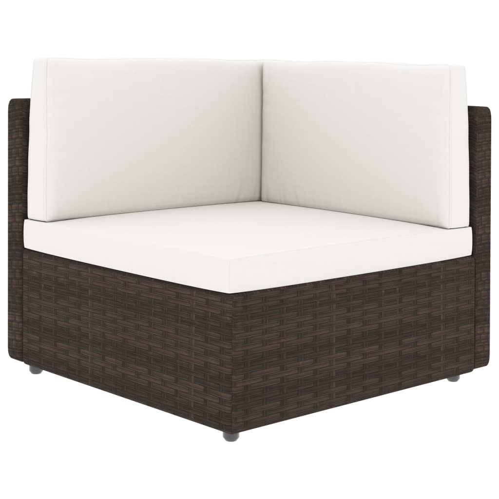 8-tlg. Garten-Lounge-Set mit Kissen Braun Poly Rattan
