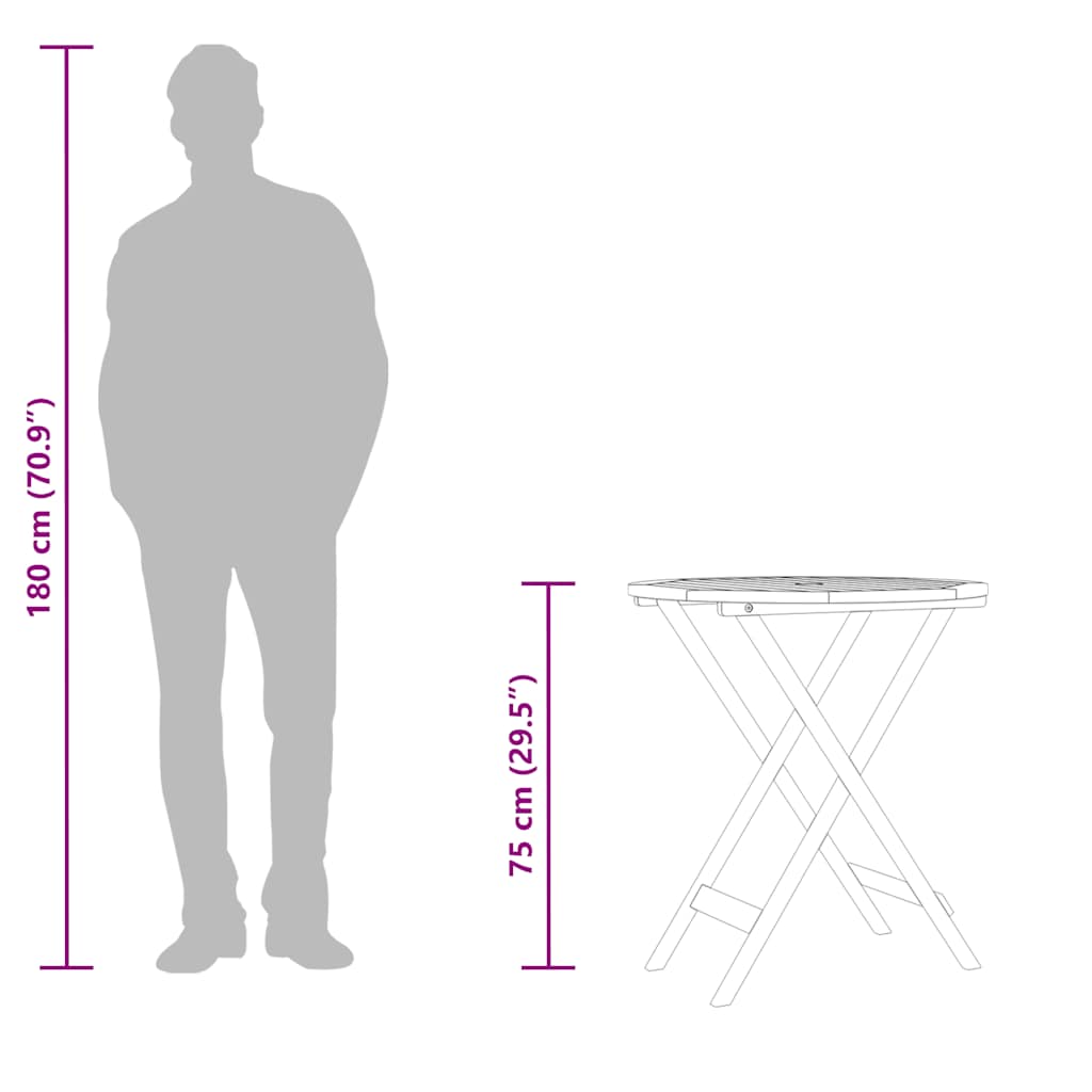 Klappbarer Gartentisch Ø60x75 cm Massivholz Eukalyptus