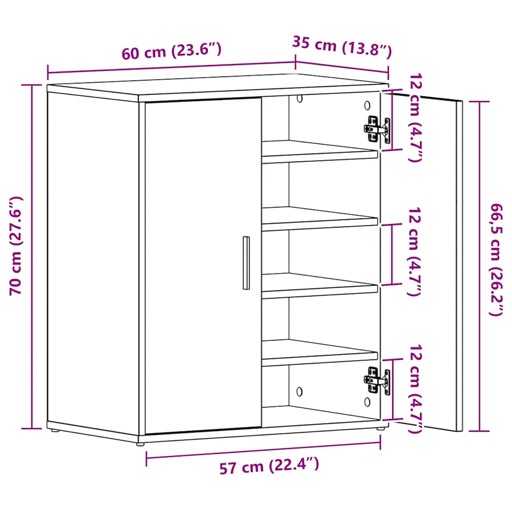 Schuhschrank Sonoma-Eiche 60x35x70 cm Holzwerkstoff