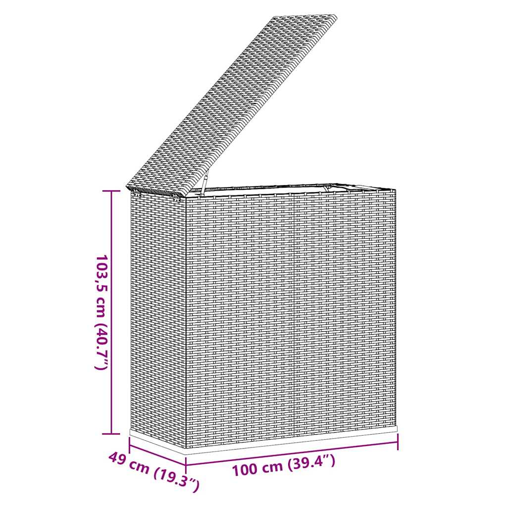 Garten-Kissenbox PE Rattan 100x49x103,5 cm Braun