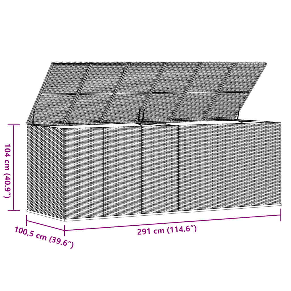 Garten-Kissenbox PE Rattan 291x100,5x104 cm Braun