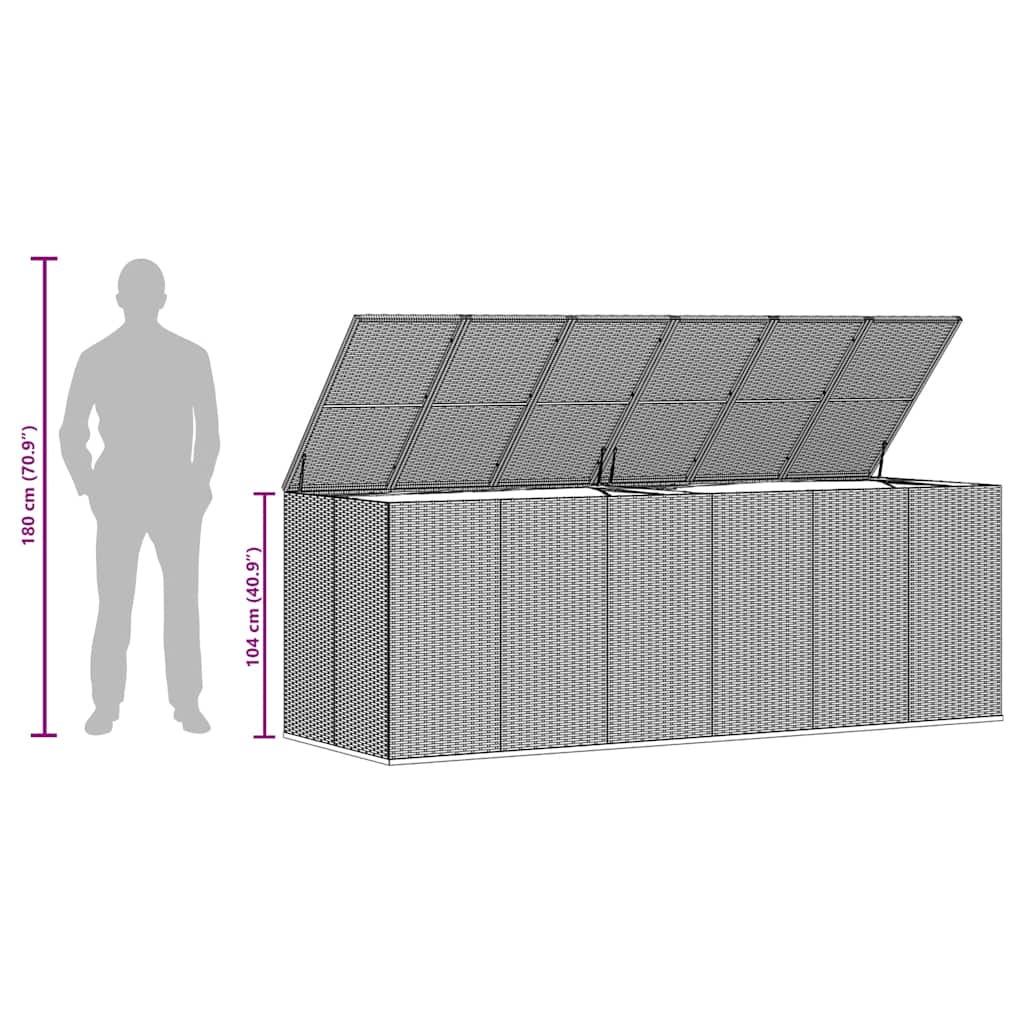 Garten-Kissenbox PE Rattan 291x100,5x104 cm Braun