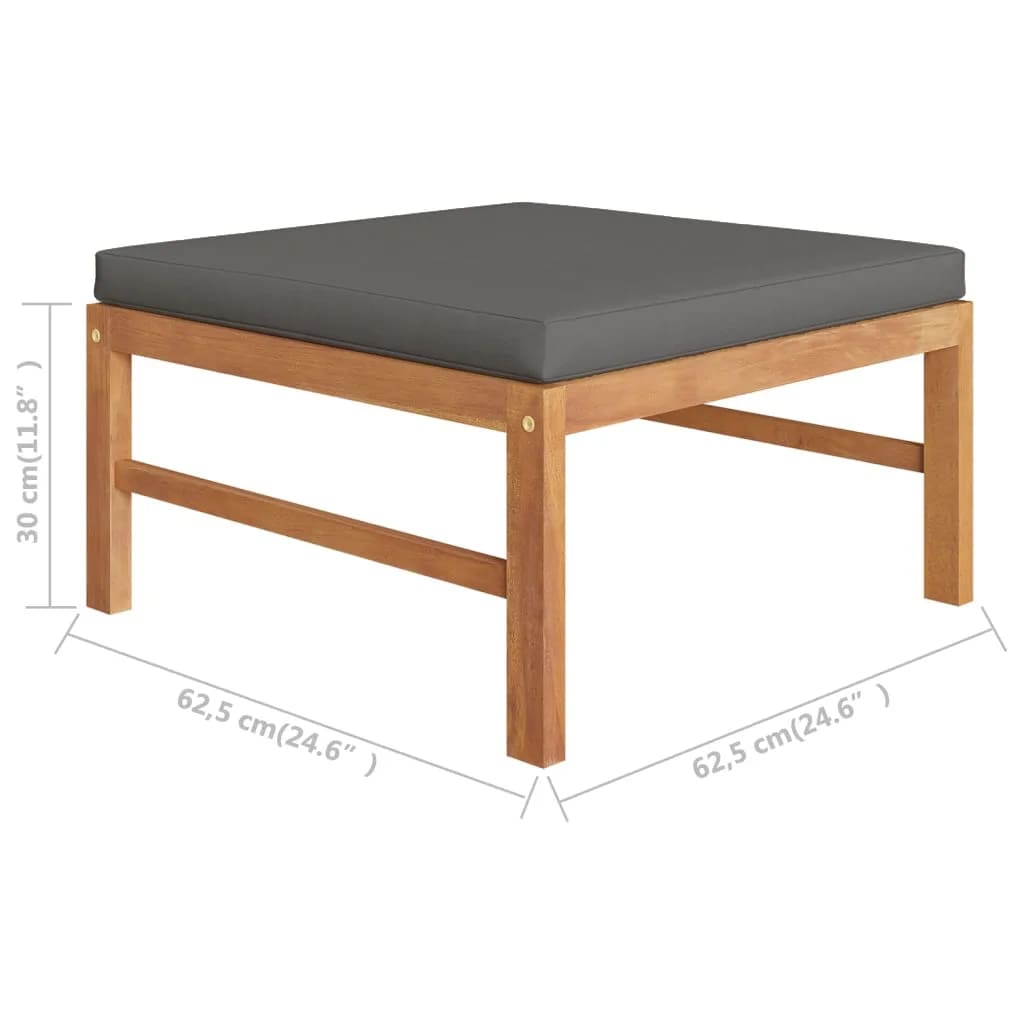 4-tlg. Garten-Lounge-Set mit Grauen Kissen Massivholz Teak