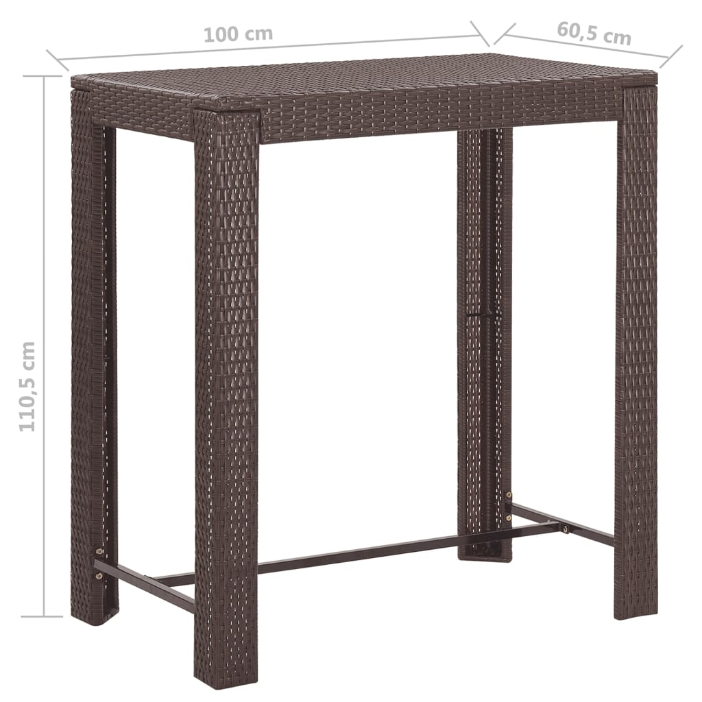 5-tlg. Gartenbar-Set mit Kissen Poly Rattan Braun