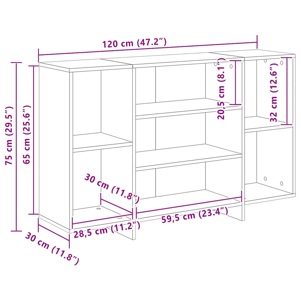 Sideboard Betongrau 120x30x75 cm Holzwerkstoff