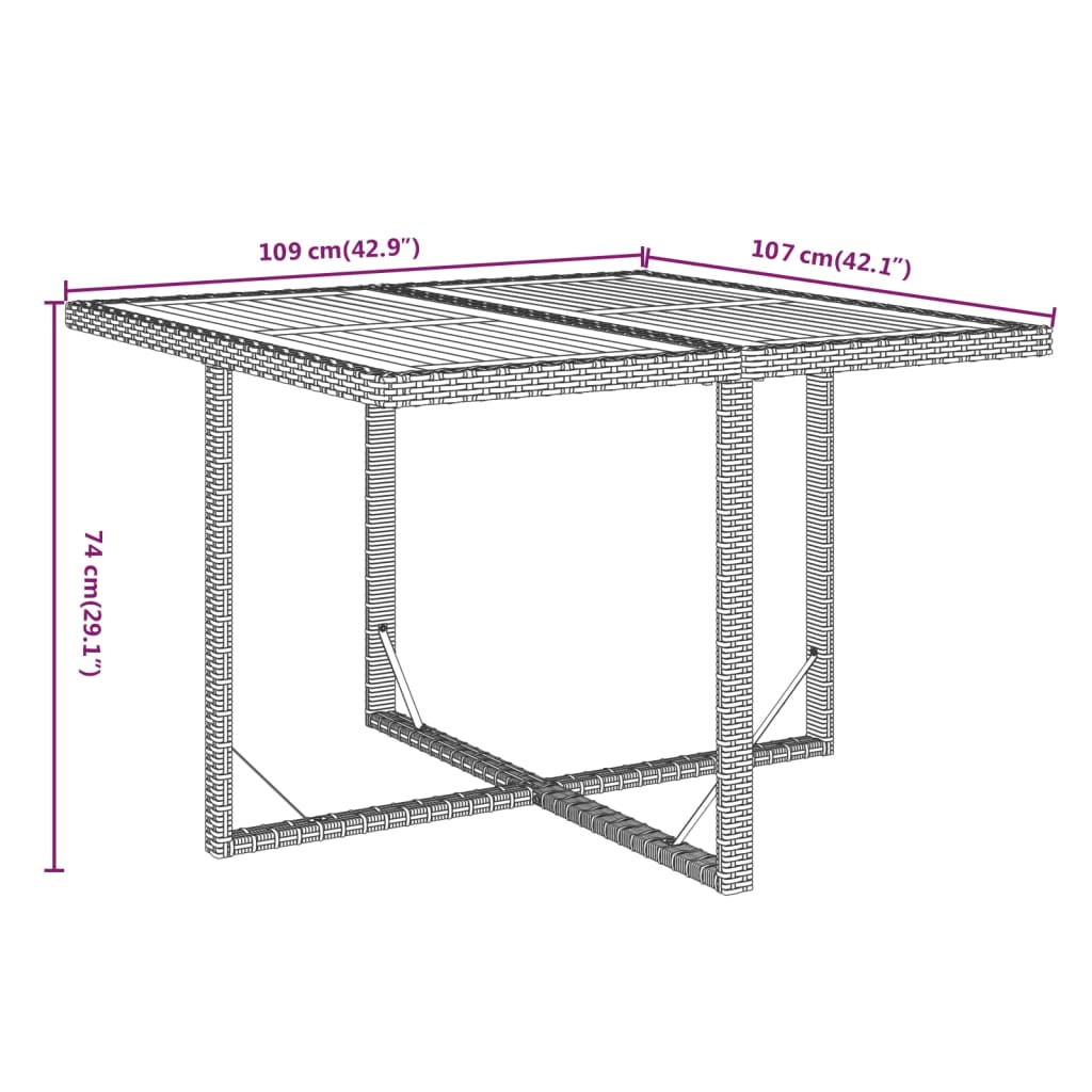 9-tlg. Garten-Essgruppe mit Kissen Poly Rattan Grau