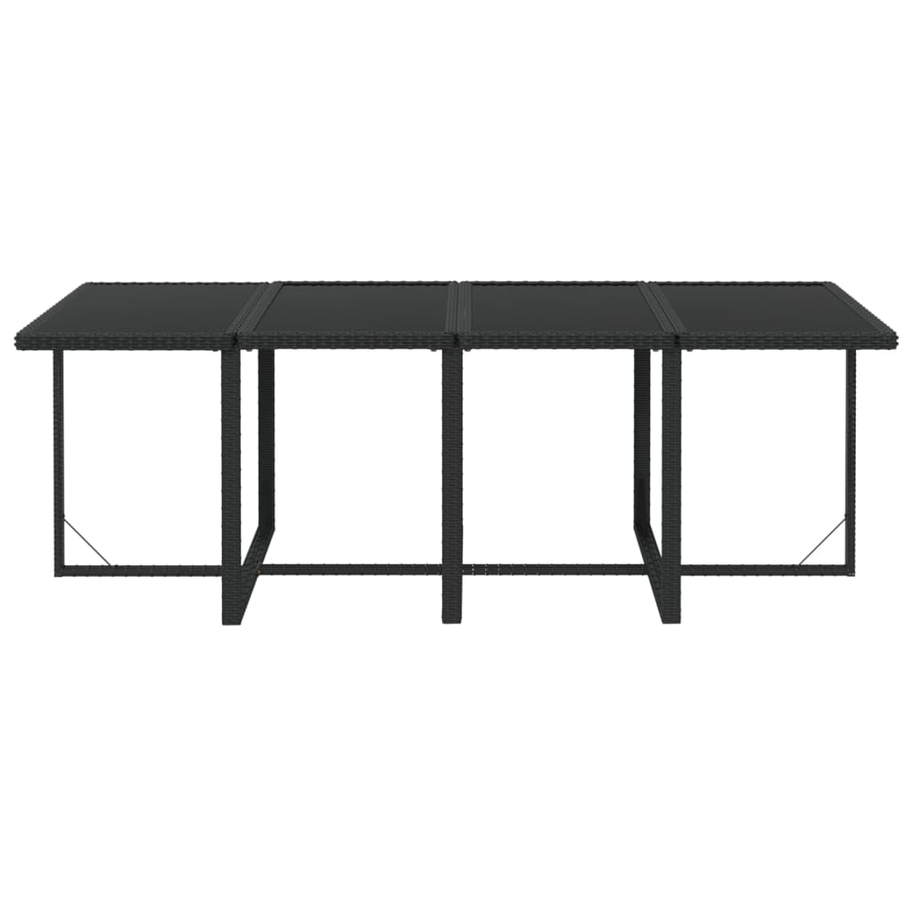 9-tlg. Garten-Essgruppe mit Kissen Poly Rattan Schwarz