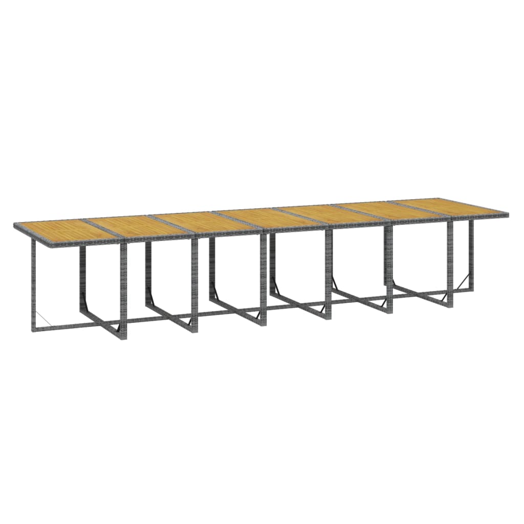 15-tlg. Garten-Essgruppe mit Kissen Grau Poly Rattan