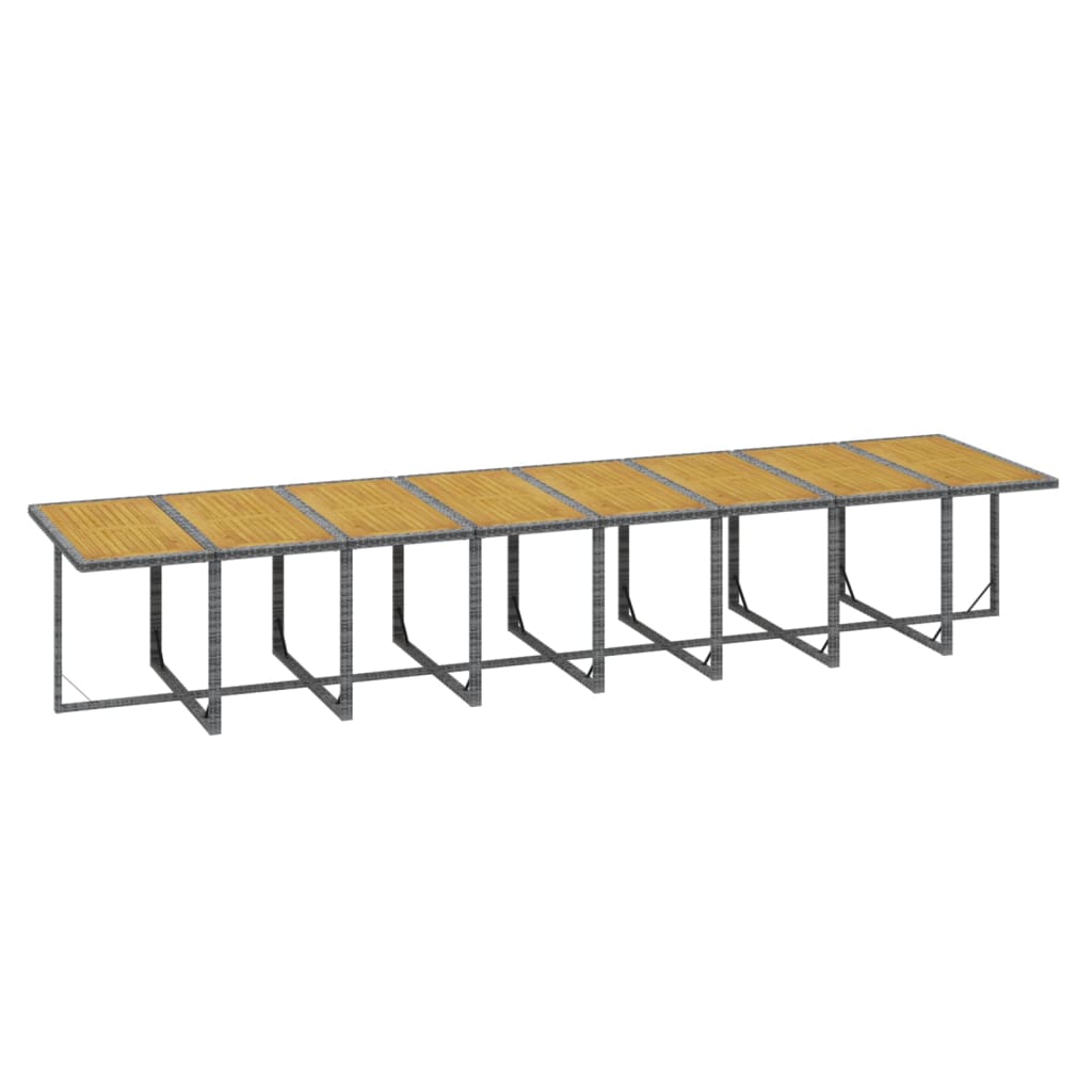 21-tlg. Garten-Essgruppe mit Kissen Grau Poly Rattan