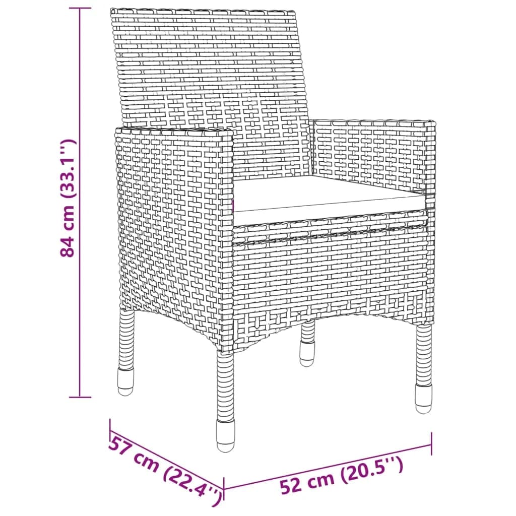 3-tlg. Bistro-Set Poly-Rattan und Hartglas Braun