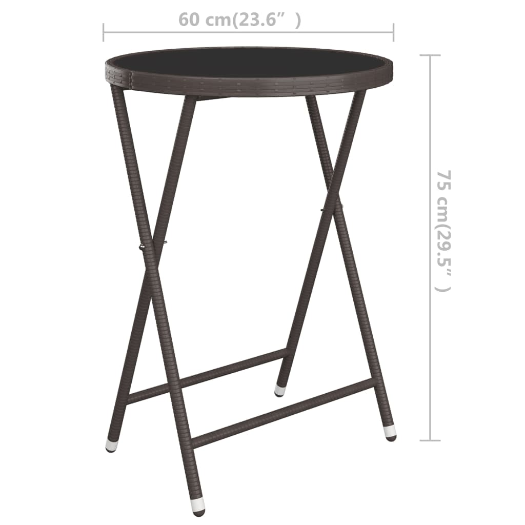 3-tlg. Bistro-Set Poly-Rattan und Hartglas Braun