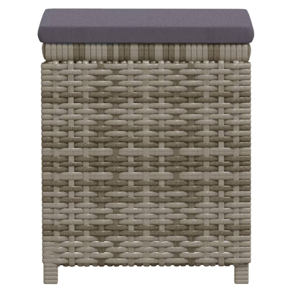 7-tlg. Garten-Lounge-Set mit Kissen Poly Rattan Grau