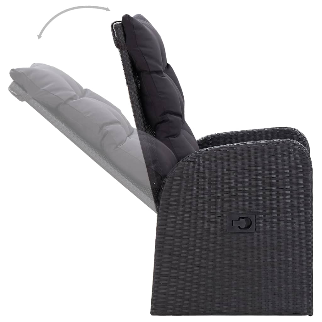 9-tlg. Garten-Essgruppe mit Kissen Schwarz