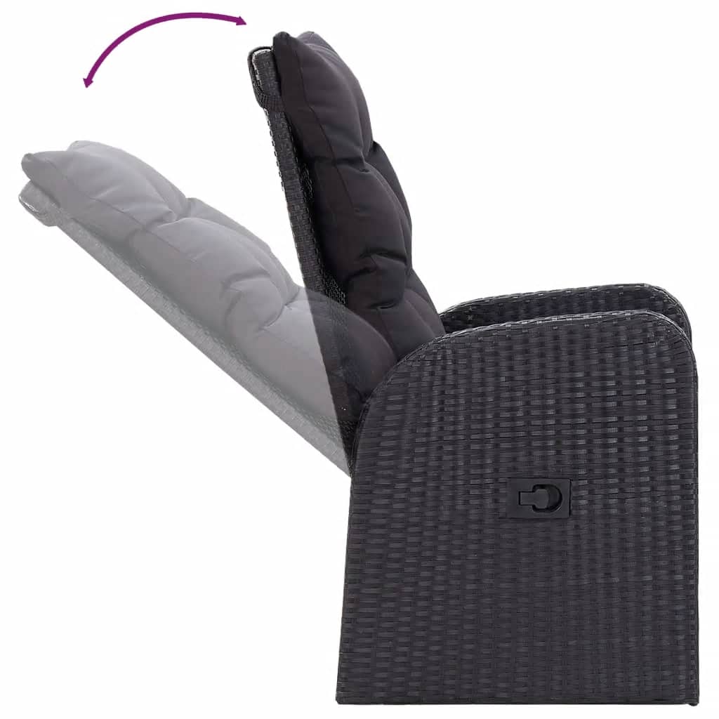 7-tlg. Garten-Essgruppe mit Kissen Schwarz