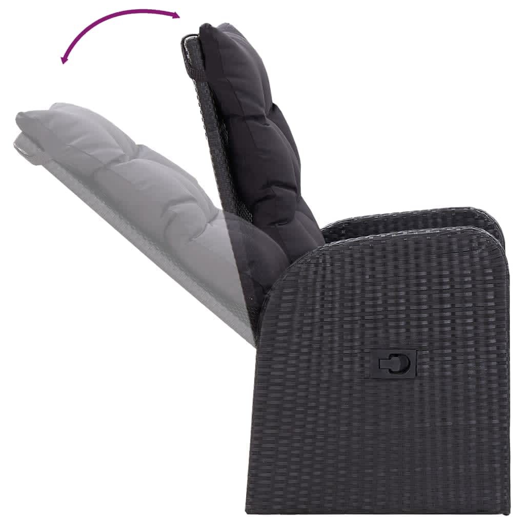 7-tlg. Garten-Essgruppe mit Kissen Schwarz