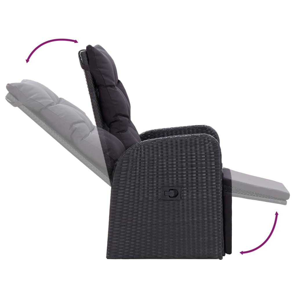 7-tlg. Garten-Essgruppe mit Kissen Schwarz