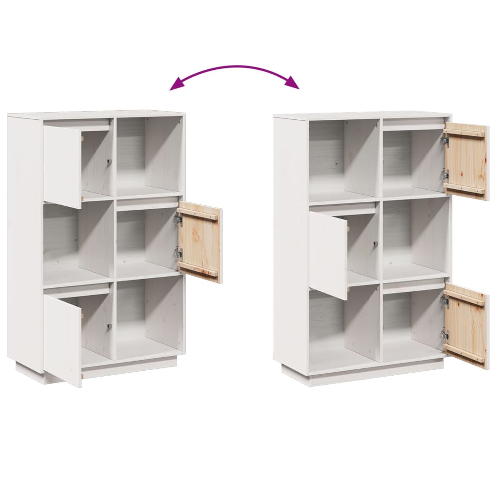 Highboard Weiß 74x35x117 cm Massivholz Kiefer