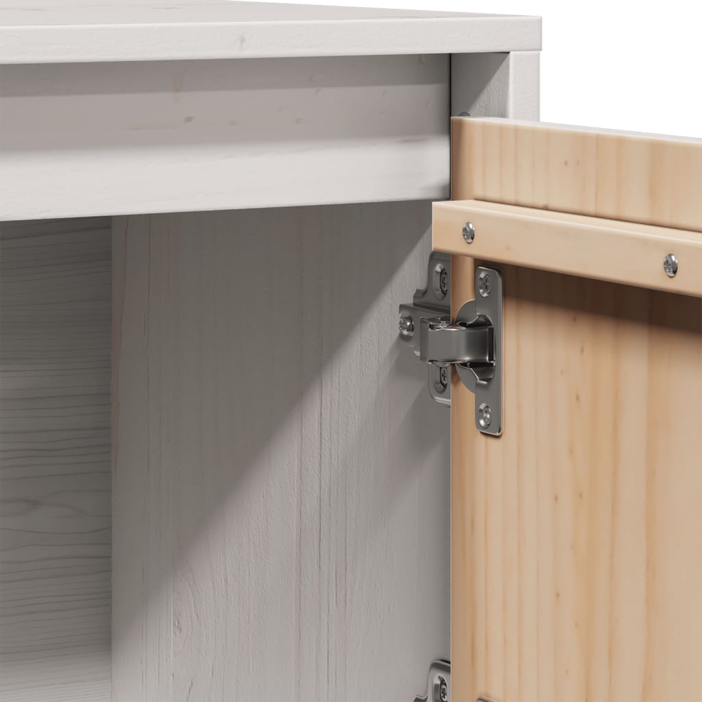 Highboard Weiß 74x35x117 cm Massivholz Kiefer