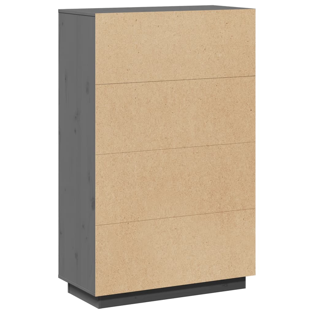 Highboard Grau 74x35x117 cm Massivholz Kiefer