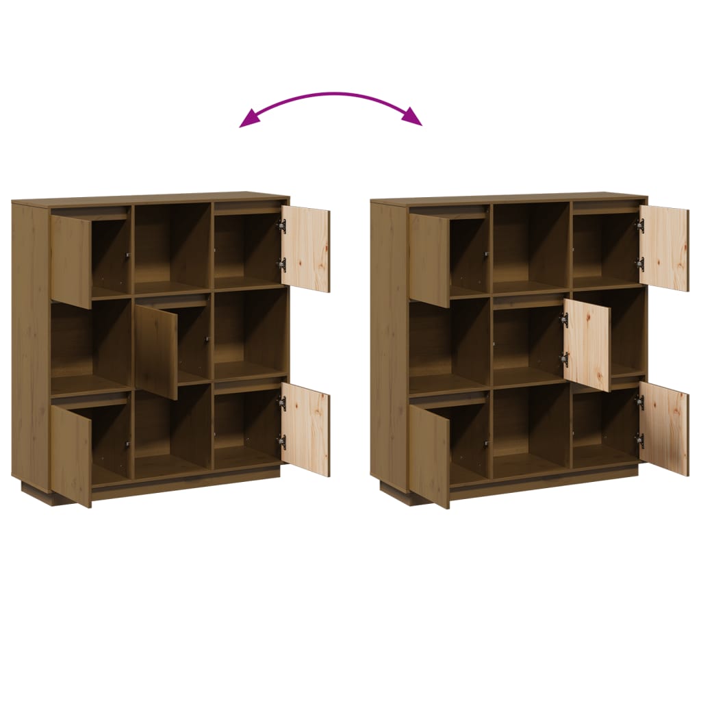 Highboard Honigbraun 110,5x35x117 cm Massivholz Kiefer