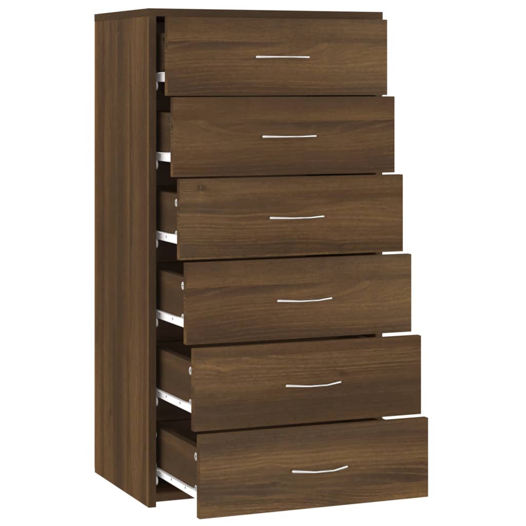 Sideboard mit 6 Schubladen Braun Eichen-Optik 50x34x96 cm