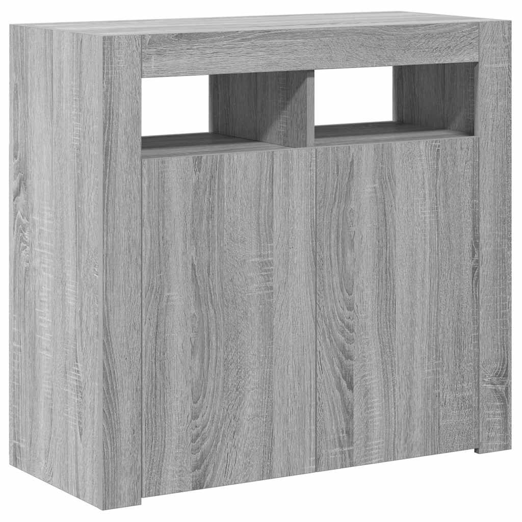 Sideboard mit LED-Beleuchtung Grau Sonoma 80x35x75 cm