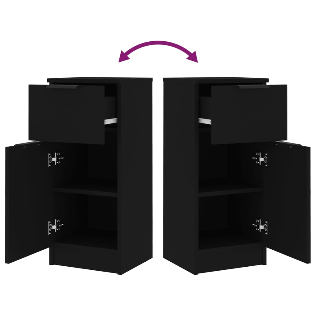 Sideboards 2 Stk. Schwarz 30x30x70 cm Holzwerkstoff