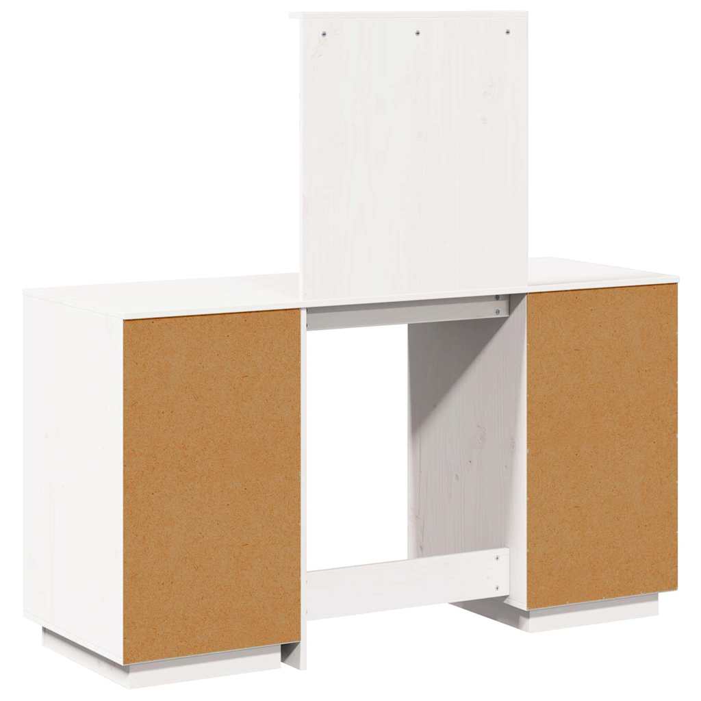 Schminktisch mit Spiegel Weiß Massivholz Kiefer