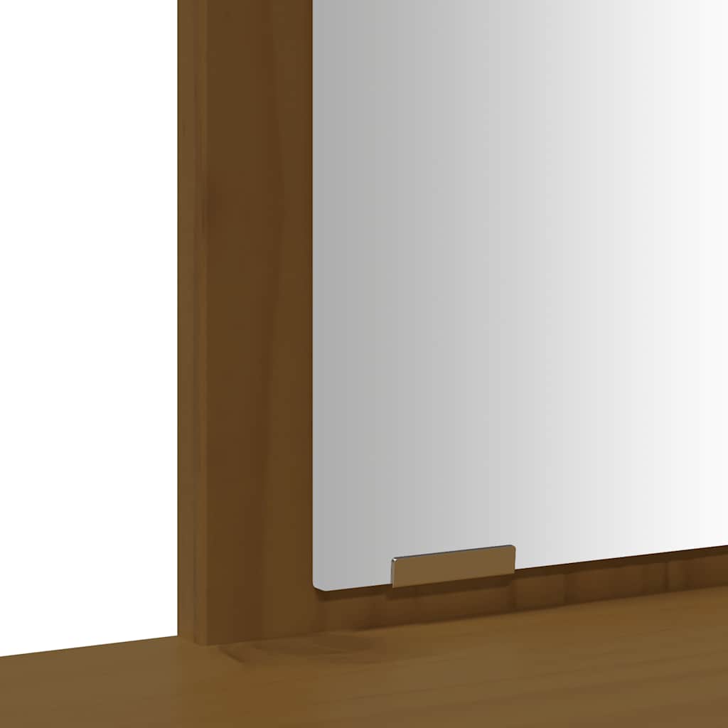 Schminktisch-Set mit Spiegel Honigbraun Massivholz Kiefer