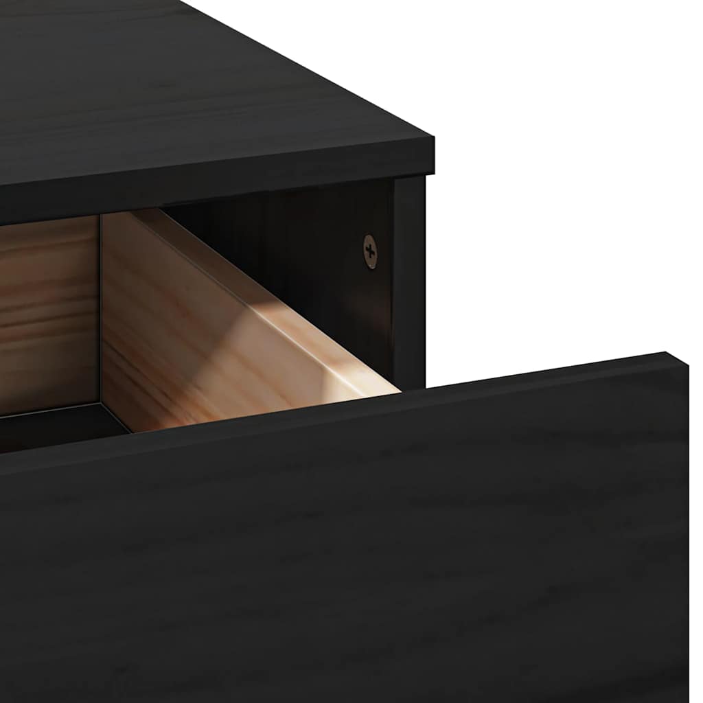 Schminktisch-Set mit Spiegel Schwarz Massivholz Kiefer