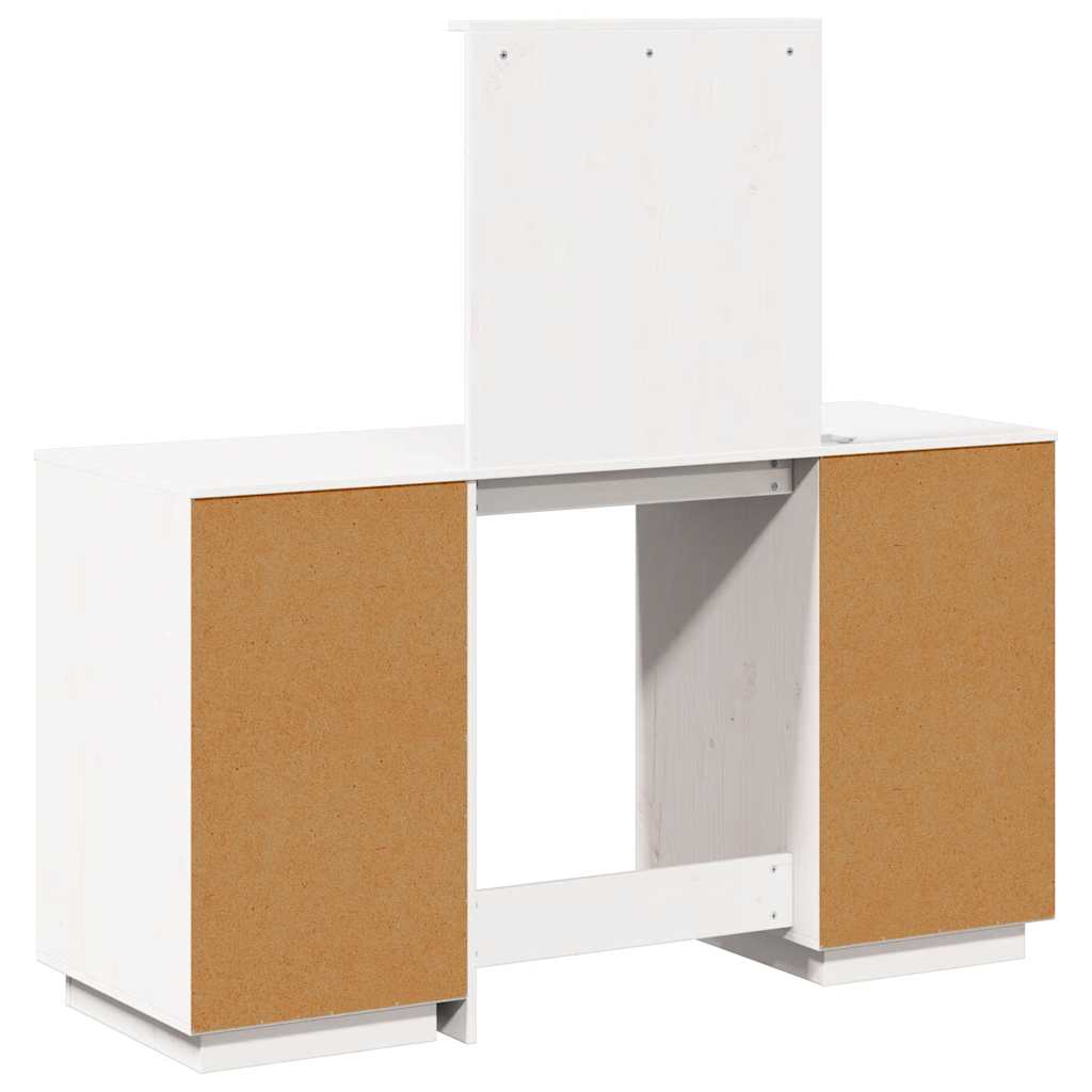 Schminktisch-Set mit LED Weiß Massivholz Kiefer