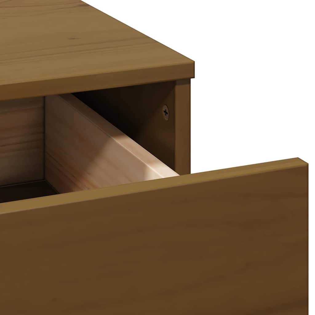 Schminktisch-Set mit LED Honigbraun Massivholz Kiefer