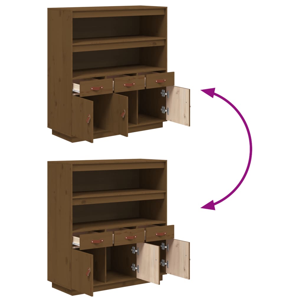 Highboard Honigbraun 100x40x108,5 cm Massivholz Kiefer