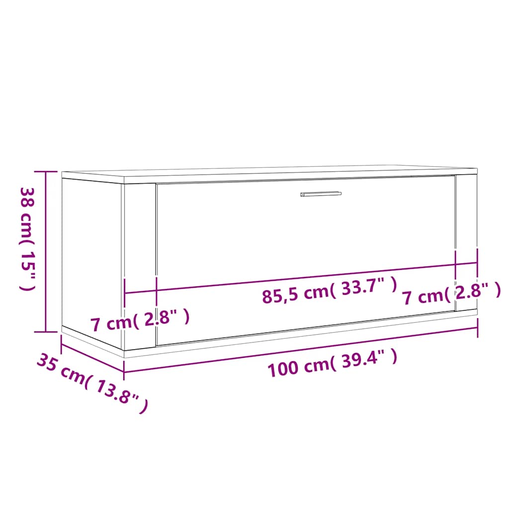 Wand-Schuhschrank Betongrau 100x35x38 cm Holzwerkstoff
