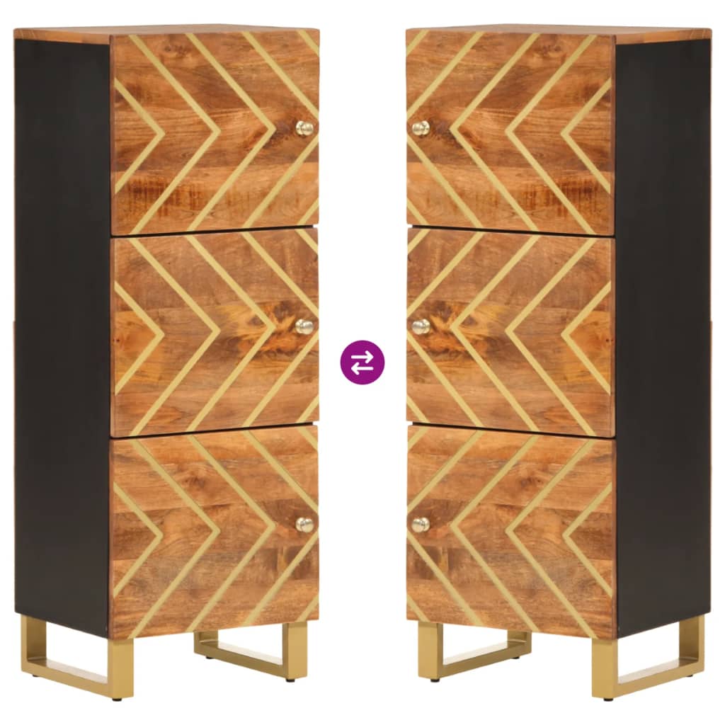 Highboard Braun und Schwarz 40x33,5x110 cm Massivholz Mango