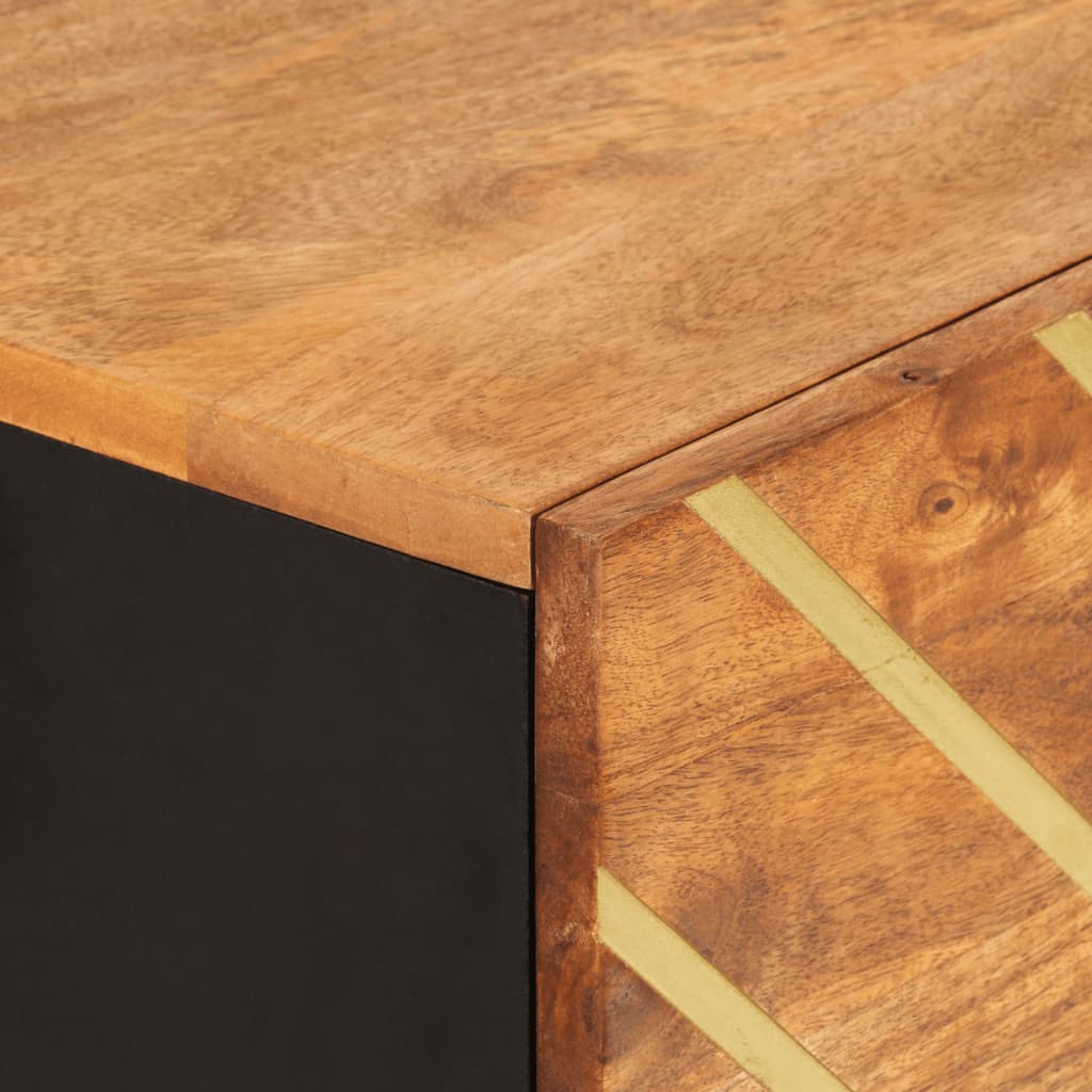 Highboard Braun und Schwarz 40x33,5x110 cm Massivholz Mango