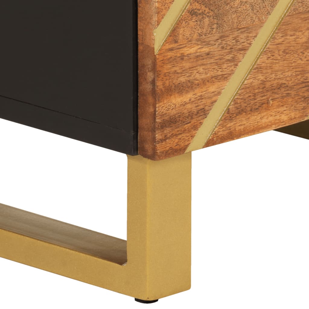 Highboard Braun und Schwarz 40x33,5x110 cm Massivholz Mango