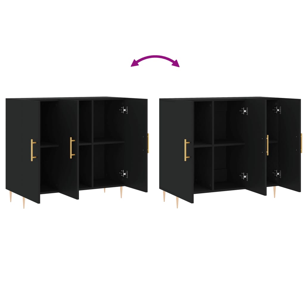 Sideboard Schwarz 90x34x80 cm Holzwerkstoff