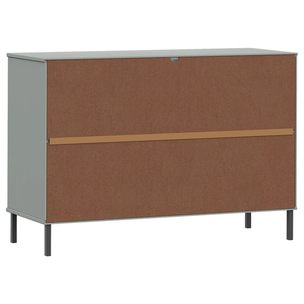 Sideboard OSLO mit Metallbeinen Grau 113x40x77 cm Massivholz