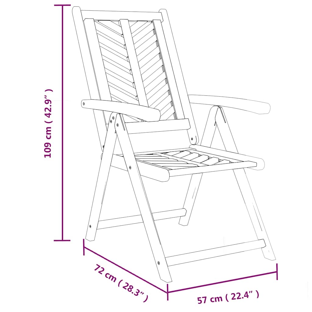 Gartenstühle Verstellbar 2 Stk. Massivholz Akazie