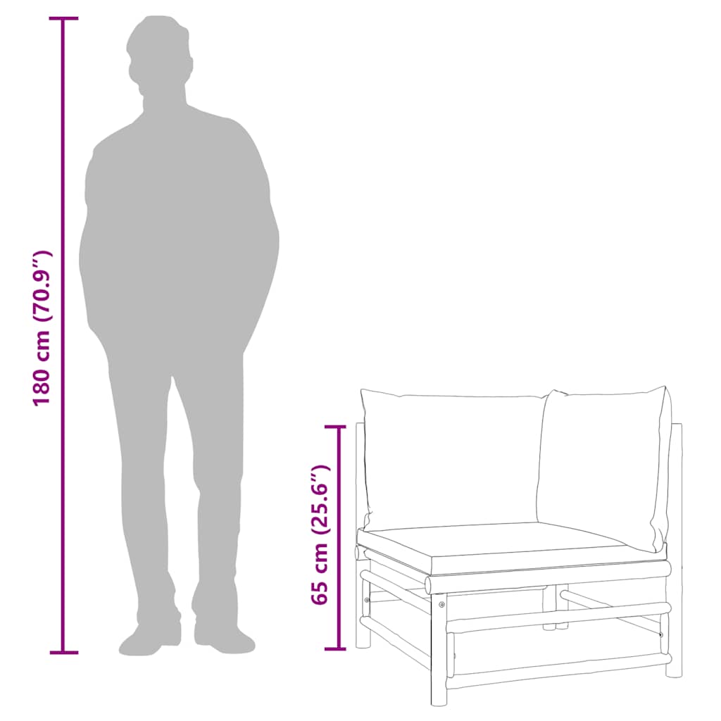 Garten-Ecksofa mit Hellgrauen Kissen Bambus