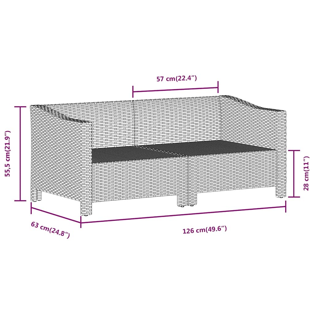 2-tlg. Garten-Lounge-Set mit Kissen Grau Poly Rattan